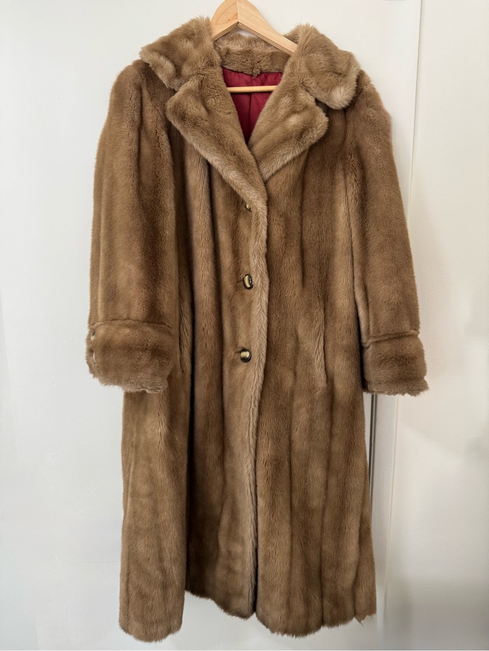 Vintage Sears Sterling Stall Tissavel Faux Fur Coat Brown Long Plush